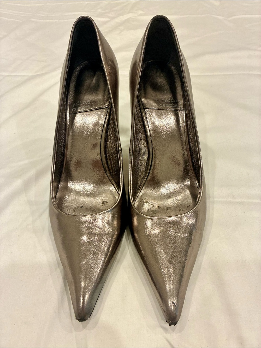 Jeffrey Campbell Metallic Pointed-Toe Pumps - Women's Silver Heels